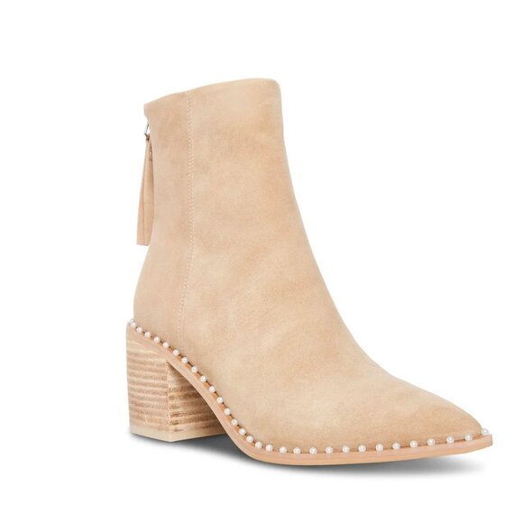 Steve Madden Suede Aquarius Booties with Pearl Stud Trim - Picture 2 of 9